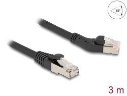 80624 Delock RJ45 Network Cable Cat.6A S/FTP plug 45° left angled to plug straight 3 m black