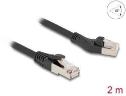 80753 Delock RJ45 mrežni kabel Cat.8.1 S/FTP muški 45° lijevo kutno prema muškom ravno do 40 Gbps 2 m crni