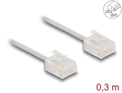 80756 Delock Cablu de rețea RJ45 Cat.6 UTP Ultra Slim 0,3 m gri cu mufe scurte