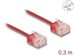 80800 Delock Cavo di rete RJ45 Cat.6 UTP Ultra Slim 0,3 m rosso con connettori corti