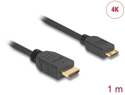 83132 Delock Przewód High Speed HDMI z siecią Ethernet - HDMI-A, męskie > HDMI Mini-C, męskie, 4K, o długości 1 m, Slim