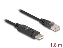 64304 Delock Adapter USB 2.0 Typ-A hane till 1 x Seriell RS-232 RJ45 hane 1,8 m svart
