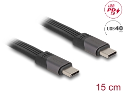 80099 Delock Câble plat USB 40 Gbps FPC USB Type-C™ à USB Type-C™ 15 cm PD 3.0 100 W E-Marker