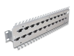 67070 Delock 19″ Cable support rail for network cable connectors with LSA connection 24 port metal