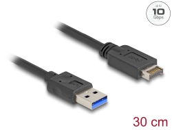 85449 Delock USB 10 Gbps Cable USB Type-E Key A 20 pin male to USB Type-A male 30 cm