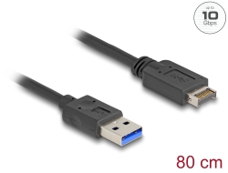 85411 Delock USB 10 Gbps kábel E-típusú A kulcsos USB 20 tűs apa – A-típusú USB apa 80 cm