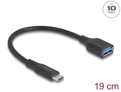 67179 Delock Adaptor USB 10 Gbps USB Type-C™ de la tată la mamă de Tip-A, 19 cm 60 W QC 3.0 negru