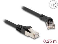 80626 Delock Cable de red RJ45 Cat.8.1 S/FTP macho 45° en ángulo recto a macho recto hasta 40 Gbps 0,25 m negro