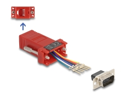 67074 Delock D-Sub 9 pinového samec konektoru na montážní sestavu zásuvkového konektoru RJ12 červená