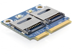 95911  Delock mini PCI Express USB 2.0 module > 2 x micro SDXC