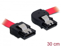 82606 Delock SATA 3 Gb/s kabel ravan do desno zakrivljen 30 cm crveni