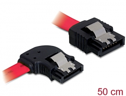 82603 Delock SATA 3 Gb/s kabel ravan do zakrivljen lijevo 50 cm crveni