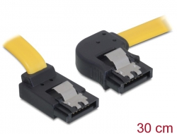 82523 Delock SATA 3 Gb/s kabel zakrivljen gore do zakrivljen desno 30 cm žuti