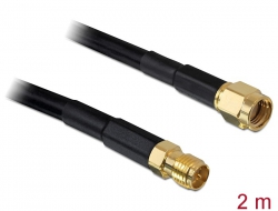 88430 Delock Antenna Cable RP-SMA Plug > RP-SMA Jack CFD/RF200 2 m Low Loss 