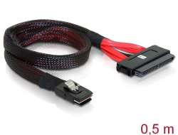 83056 Delock Cablu cu conector Mini SAS SFF-8087 > 4 porturi SATA cu 7 pini 0,5 m