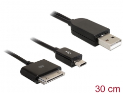 82706 Delock Kabel USB 2.0 Stecker > für IPhone + USB micro-B Stecker