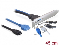 82978 Delock Slotblech USB 3.0 Pin Header 19 Pin + SATA 7 Pin intern > 1 x Multiport extern