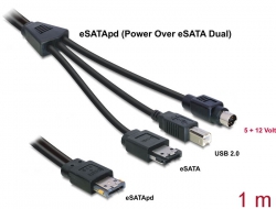 84430 Delock Cable eSATAp 12V > eSATA/USB-B/MD6  1m